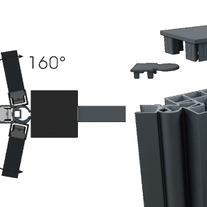 Boston alu variabel hoekprofiel voor paal RAL7016 L=200 cm