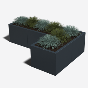 Gepoedercoat staal plantenbak Hoekopstelling 50 H=30 cm - Zwart (RAL9005) MET bodemplaat