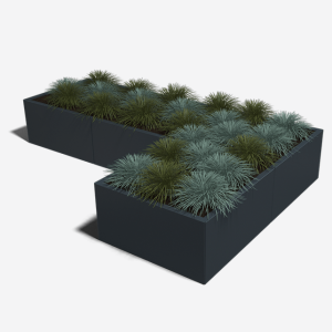 Gepoedercoat staal plantenbak Hoekopstelling 80 H=30 cm - Zwart (RAL9005) MET bodemplaat