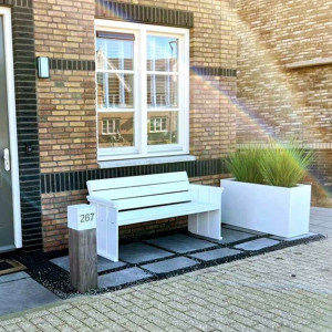 Gepoedercoat staal plantenbak Rechthoek 30x100 H=60 cm - Wit (RAL9010) MET bodemplaat