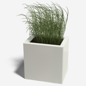 Gepoedercoat staal plantenbak Rechthoek 30x40 H=40 cm - Wit (RAL9010) MET bodemplaat + 4 wielen