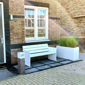 Gepoedercoat staal plantenbak Rechthoek 30x60 H=30 cm - Wit (RAL9010) MET bodemplaat