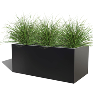 Gepoedercoat staal plantenbak Rechthoek 30x80 H=30 cm - Zwart (RAL9005) MET bodemplaat + (8) voeten