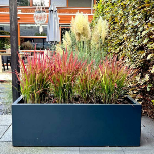 Gepoedercoat staal plantenbak Rechthoek 40x120 H=30 cm - Antraciet (RAL7016) ZONDER bodemplaat