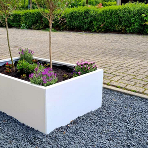 Gepoedercoat staal plantenbak Rechthoek 40x50 H=30 cm - Wit (RAL9010) ZONDER bodemplaat