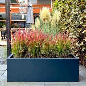 Gepoedercoat staal plantenbak Rechthoek 40x80 H=60 cm - Antraciet (RAL7016) ZONDER bodemplaat