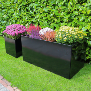 Gepoedercoat staal plantenbak Rechthoek 50x100 H=30 cm - Antraciet (RAL7016) ZONDER bodemplaat