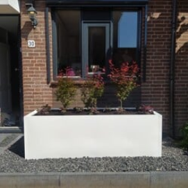 Gepoedercoat staal plantenbak Rechthoek 60x120 H=30 cm - Wit (RAL9010) ZONDER bodemplaat