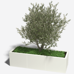 Gepoedercoat staal plantenbak Rechthoek XL 150x50 H=40 cm - Wit (RAL9010) ZONDER bodemplaat