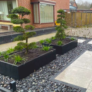 Gepoedercoat staal plantenbak Rechthoek XL 160x100 H=30 cm - Zwart (RAL9005) ZONDER bodemplaat