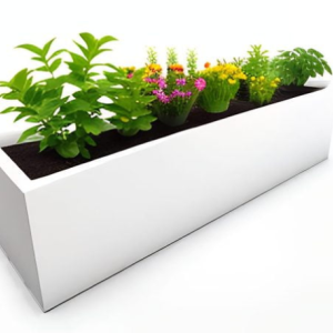 Gepoedercoat staal plantenbak Rechthoek XL 160x60 H=60 cm - Wit (RAL9010) ZONDER bodemplaat