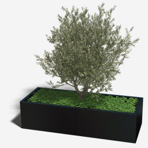 Gepoedercoat staal plantenbak Rechthoek XL 160x60 H=30 cm - Zwart (RAL9005) MET bodemplaat