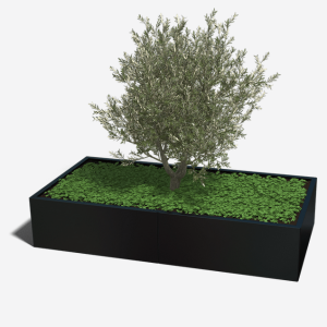 Gepoedercoat staal plantenbak Rechthoek XL 200x100 H=100 cm - Zwart (RAL9005) MET bodemplaat