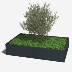 Gepoedercoat staal plantenbak Rechthoek XL 200x120 H=30 cm - Zwart (RAL9005) ZONDER bodemplaat