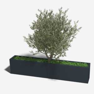 Gepoedercoat staal plantenbak Rechthoek XL 200x30 H=40 cm - Zwart (RAL9005) MET bodemplaat