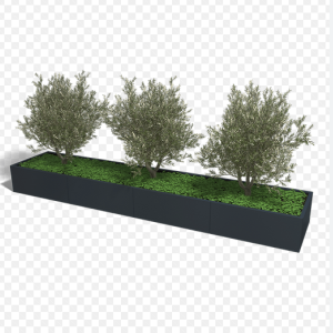 Gepoedercoat staal plantenbak Rechthoek XL 200x40 H=40 cm - Zwart (RAL9005) MET bodemplaat