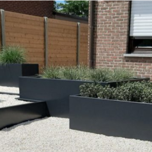 Gepoedercoat staal plantenbak Rechthoek XL 200x50 H=30 cm - Antraciet (RAL7016) MET bodemplaat