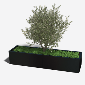 Gepoedercoat staal plantenbak Rechthoek XL 200x50 H=40 cm - Zwart (RAL9005) MET bodemplaat