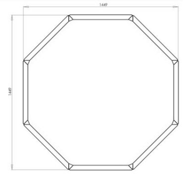 Gepoedercoat staal plantenbak Achthoek 144.9x144.9 cm H=80 cm - Zwart (RAL9005) ZONDER bodemplaat