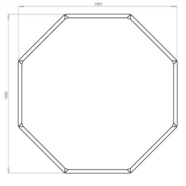 Gepoedercoat staal plantenbak Achthoek 193.1x193.1 cm H=40 cm - Zwart (RAL9005) ZONDER bodemplaat