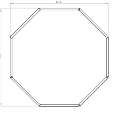 Gepoedercoat staal plantenbak Achthoek 241.4x241.4 cm H=80 cm - Antraciet (RAL7016) ZONDER bodemplaat