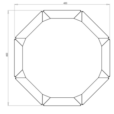 Gepoedercoat staal plantenbak Achthoek 48.3x48.3 cm H=30 cm - Andere RALkleur - ZONDER bodemplaat