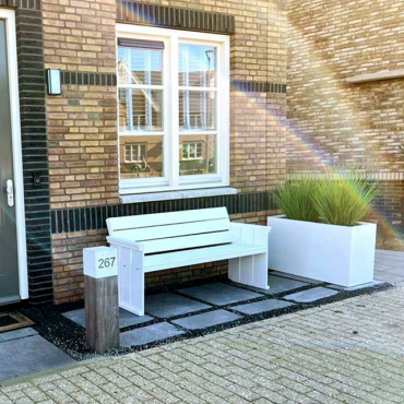 Gepoedercoat staal plantenbak Rechthoek 30x60 H=30 cm - Wit (RAL9010) MET bodemplaat + 4 wielen