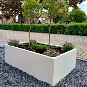 Gepoedercoat staal plantenbak Rechthoek 50x80 H=40 cm - Wit (RAL9010) MET bodemplaat + (8) voeten