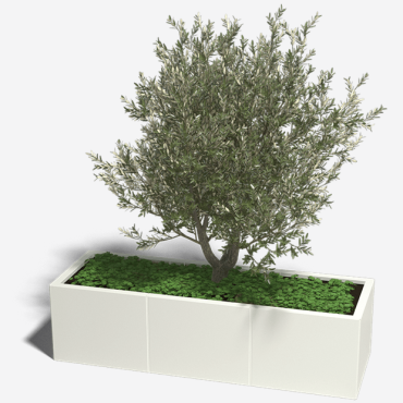 Gepoedercoat staal plantenbak Rechthoek XL 150x50 H=50 cm - Wit (RAL9010) ZONDER bodemplaat