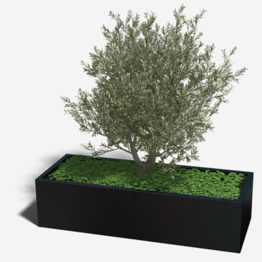 Gepoedercoat staal plantenbak Rechthoek XL 160x60 H=30 cm - Zwart (RAL9005) ZONDER bodemplaat